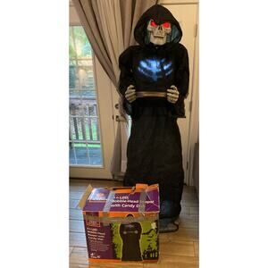 Grim Reaper Skeleton Candy Dish 6ft LED Light Up Halloween Prop